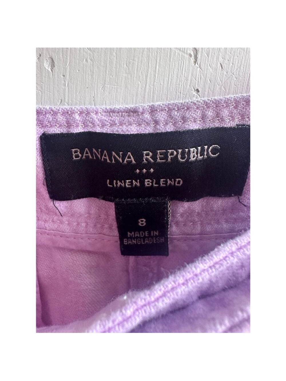 Banana Republic Linen-Blend Wide-Leg Pleated Trouser Pink Lavender - Picture 7 of 8